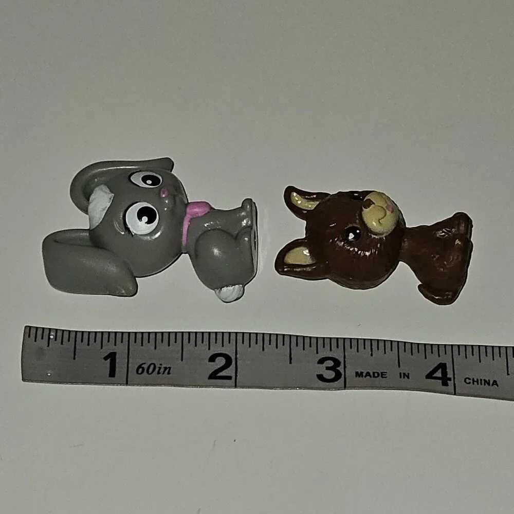 3 Barbie Pet Figures Brown Puppy Dog Gray Bunny Rabbit Toy Lot